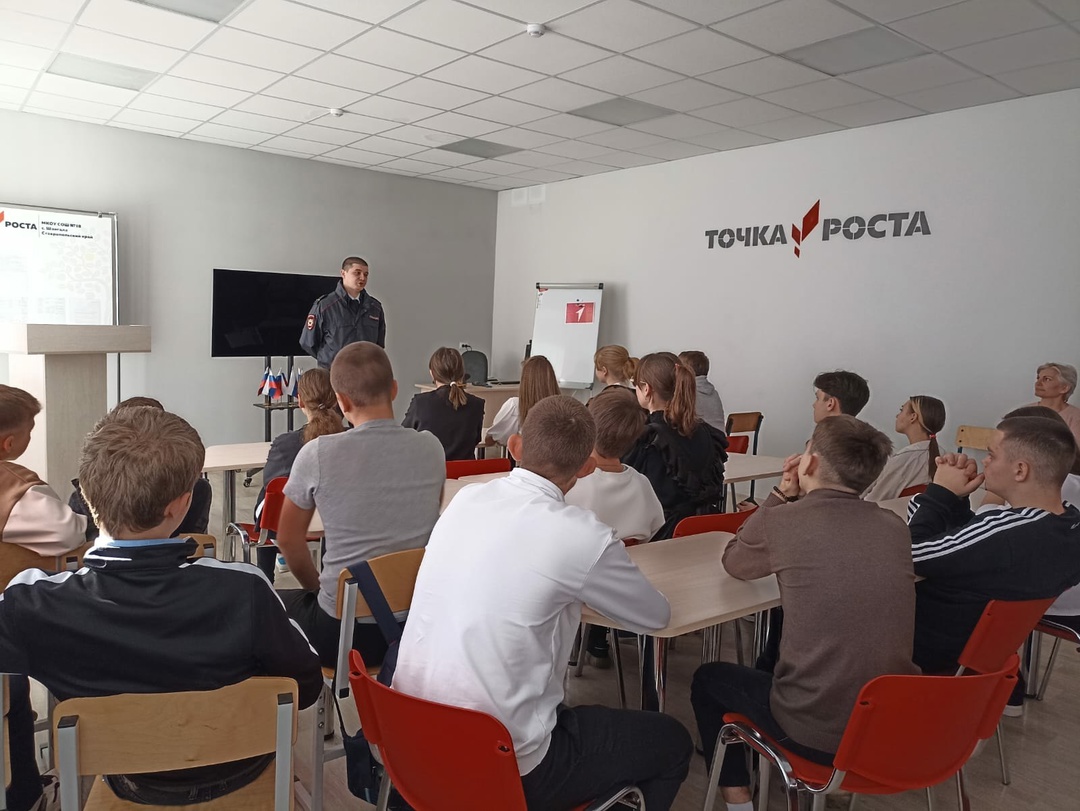 В рамках профориентационной работы в нашей школе прошла встреча для учащихся седьмых - одиннадцатых классов с сотрудниками МВД России по Петровскому муниципальному округу.